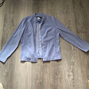 Miss Dorby Petite Blue Periwinkle Faux Suede Zip Up Jacket